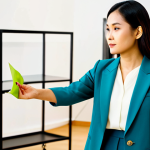 A professional Thai female fashion coordinator, in her late 20s, stands in a brightly lit, modern fashion studio with elegant, modest clothing racks in the background. She is fully clothed in a stylish yet professional blazer and tailored trousers. She gently holds a vibrant silk fabric swatch, looking attentively at a client (implied off-camera), demonstrating active listening and empathetic understanding during a collaborative style consultation. This scene captures a moment of genuine human connection and professional guidance. safe for work, appropriate content, fully clothed, modest clothing, perfect anatomy, correct proportions, natural pose, well-formed hands, proper finger count, natural body proportions, professional photography, high quality, family-friendly.